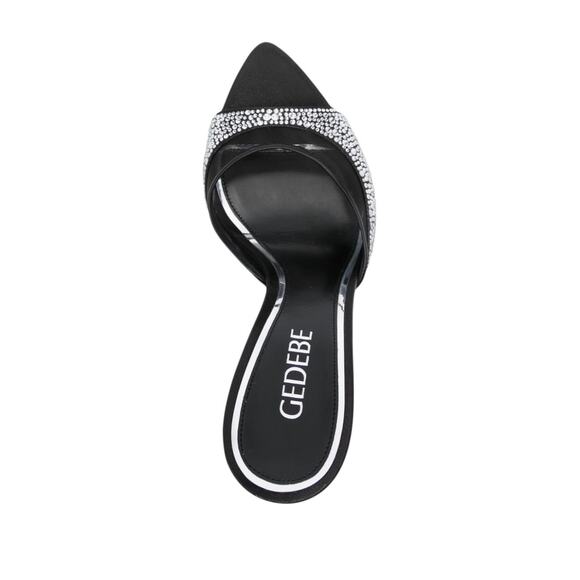 NWT Gedebe Isabelli Black Crystal-embellished Stiletto Sandals EU 36.5 / US 6 - Picture 4 of 4